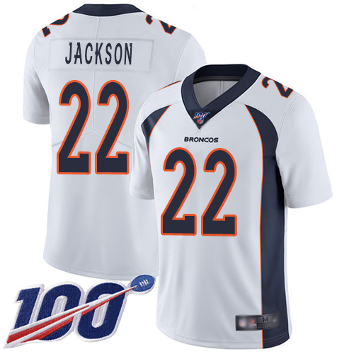 Men Denver Broncos #22 Kareem Jackson White Vapor Untouchable Limited Player 100th Season Football NFL Jersey->denver broncos->NFL Jersey